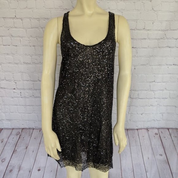 Victoria's Secret Tops - VICTORIA'S SECRET M Black Sheer Mesh Sequin Tunic